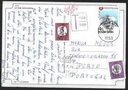 Postal Circulado Viena, Áustria Para Lisboa Multado Em 55$00 1987.Postcard Circulated From Vienna, Austria To Lisbon Fin - Briefe U. Dokumente