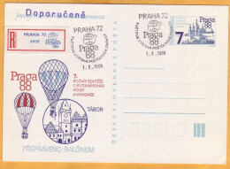 1988 Czechoslovakia Balloon Mail, Special Cancellation. Philatelic Exhibition "PRAGUE-88" - Briefe U. Dokumente