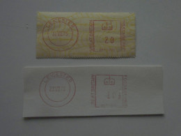 D200503 Red  Meter Stamp  Cut -EMA - Freistempel- UK - LEICHESTER  1975 And 1979   Lot Of 2 Pcs - Frankeermachines (EMA)