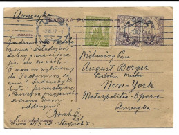 POLSKA , POSTAL STATIONERY FOR NEW YORK  - U.S.A. AUGUST BERGER - METROPOLITAN , 1927 . - Cartas & Documentos