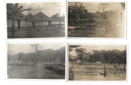 Congo ( Gabon Oubangui  ) 4 Cartes Photo  Village Maisons Forme Carrée Dont Ornées  De Figures Humaines Et Animales - Französisch-Kongo