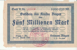 5 000 000 Mark Stadt Bingen  Aout 1923 - Sonstige – Europa