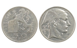 BELGIO !!! 50 FRANCS 1950 BELGIE IN ARGENTO KM# 137 - 50 Franc