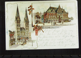 DR: AK "Gruss Aus..." BREMEN Mit Dom, Rathaus Und Roland Vom 4.9.1902 Mit 5 Pf Germania Knr: 70 - Saluti Da.../ Gruss Aus...