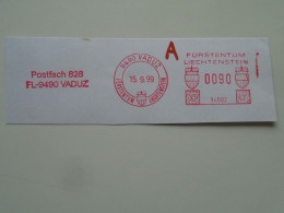 D200518   Red  Meter Stamp  Cut -EMA - Freistempel-  Liechtenstein Vaduz  1999 - Maschinenstempel (EMA)