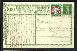 SUISSE Ca.1910: CP Entier De 5c De La Fête Nationale Suisse Obl. 1933 De Neuchâtel (NE) Intra Muros - Entiers Postaux