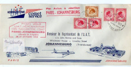 TB 4533 - 1953 - LSC - Aviation - 1er Vol Par Avion à Réaction PARIS - JOHANNESBURG Via TIPOLI - 1927-1959 Briefe & Dokumente