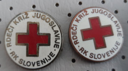 Red Cross RK Jugoslavije Slovenije  Slovenia Yugoslavia 2 Different Pins Diameter 16mm - Medical