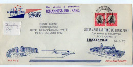 TB 4534 - 1953 - LSC - Aviation - 1er Vol Par Avion à Réaction JOHANNESBURG - PARIS Pour BRAZZAVILLE - 1927-1959 Briefe & Dokumente