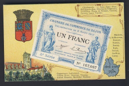 PICTURE OF BANK NOTE BILL - FRANCE POSTCARD Picture 0f FRENCH Dijon BANK NOTE - Monnaies (représentations)