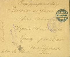 Guerre 14 Lettre Pour Prisonnier Allemand CAD Borna 30 12 15 Pour Dépôt Saint Aubin Censure Allemande + Camp 3e Région - Guerra Del 1914-18