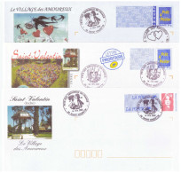 Lot 3 Enveloppes Enveloppe Entier Postal Non Voyagée Avec Cachet Commémoratif 2006 2007 Saint Valentin Fête Amoureux - Lots Et Collections : Entiers Et PAP