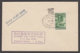 1934 "Royal Tour H.R.H. Prince George / South Africa" Bilingual Crowned Cancel Tying KGV ½d Green (SG 99) For Book Post - 1885-1964 Protectoraat Van Bechuanaland