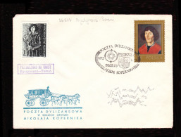 1973 Nicolaus Copernicus - Stagecoach Mail_CZA_15_ BYDGOSZCZ - Brieven En Documenten