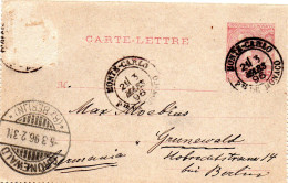 MONACO -- MONTE CARLO -- Entier Postal -- Carte Lettre -- Prince Albert 1er -- 10 C. Carmin Sur Gris (1891) - Postal Stationery