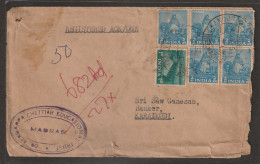 India 1956 Rattai Stamps On Cover With Registered Post From Madras To Karaikudi (a112) - Lettres & Documents