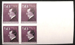 1957 TESLA Imperforated BLOCK OF FOUR With Gum (up To Now Unknown) Very Fine. MNH - Sin Dentar, Pruebas De Impresión Y Variedades