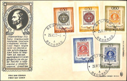 1966 IMPERFORATED SET FIRST SERBIAN ISSUE With Belgrade Cancel On Appropriate Envelope. Rarely In This Form, Very Fine. - Geschnittene, Druckproben Und Abarten