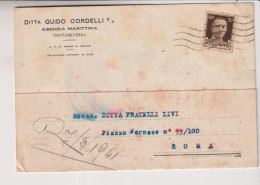 CIVITAVECCHIA ROMA  TESTATINA PUBBLICITA' AGENZIA MARITTIMA DITTA G. CORDELLI  1941 - Civitavecchia