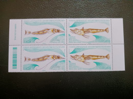 Fsat 2024 Taaf Antarctic Fish Cryodraco Antarcticus Marine Life 2x2v Mnh Paire BLOC 4V CODE BARRE + NUMBER - Nuovi