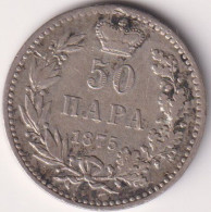 SERBIA , 50 PARA 1875 , UNCLEANED SILVER COIN - Servië