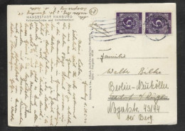987) US ZONE Pair 6 Pf Su Cartolina Hansestadt Hamburg Katharinenkirche Katharinenfleet 1946 - Emisiones De Necesidad Zona Americana
