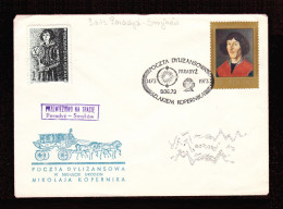1973 Nicolaus Copernicus - Stagecoach Mail_CZA_22_ PARADYZ - Lettres & Documents