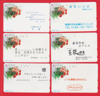 LOT De 6 Télécartes JAPON DIFFERENTES Model Design / 110-27 - FLEUR ROSE - FLOWER  DIFFERENT JAPAN Phonecards / MD - Blumen