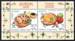 Yugoslavia 2005 Europa CEPT Gastronomy Apple Pie Coffee, Block Souvenir Sheet MNH - 2005