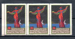 ESPAGNE -- 3 Vignettes, Cinderella -- Exposicion International BARCELONA 1929 -- Neuves ** - Variétés & Curiosités