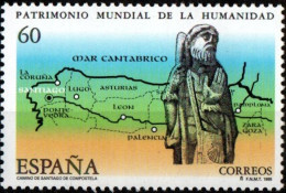 Spain 1995 Camino De Santiago - Compostela - Unesco World Heritage 1 Value MNH Map, Statue Of St Jacob - Klöster