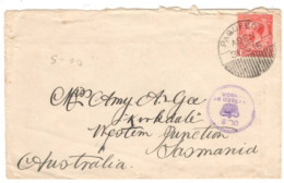 Aden - October 31, 1916 Aden Censored Cover To Australia With A Great Britain Stamp, Paquetbot Cancel, And Censor Mark - Aden (1854-1963)