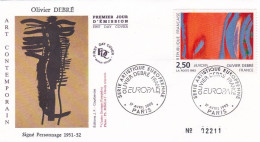 FDC--1993--Art Contemporain --Olivier DEBRE --EUROPA .............cachet  PARIS-75 - 1990-1999