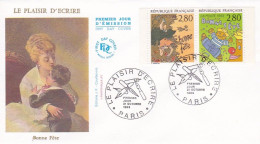 FDC--1993-- Le Plaisir D'écrire --Bonne Fête  (2 Valeurs) ...........cachet  PARIS-75 - 1990-1999