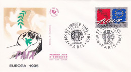 FDC--1995-- EUROPA --Paix  1945 --  Mains, Colombe  ..........cachet    PARIS - 75 - 1990-1999