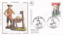 FDC Soie --1995--Santons De Provence--  Le Rémouleur  .......cachet    MARSEILLE - 13 - 1990-1999