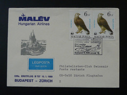 WWF Sur Lettre Premier Vol First Flight Cover Budapest Zurich Malev 1989 - Briefe U. Dokumente