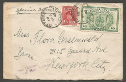 1943 Special Delivery Cover 14c War/E10 CDS Ottawa Ontario To USA - Postal History