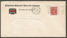 1945 Empire Brass Mfg 2-Sided Illustrated Advertising Cover 4c War Vancouver BC - Postgeschiedenis