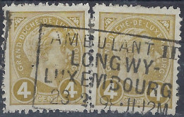 Luxembourg - Luxemburg - Timbres - Adolphe  -  Cachet  Ambulant  -  Longwy - Luxembourg   Paire   ° - 1895 Adolphe De Profil