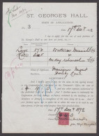 1892 Document With 1887 6d Purple On Rose Jubilee Paying Revenue For Rental Of A Room At St George's Hall - Brieven En Documenten