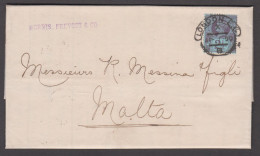 1890 (Apr 1) Entire From London To MALTA With 1887 Jubilee 2 1/2d Purple On Blue Tied By London Hooded Cds - Briefe U. Dokumente