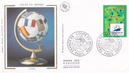 FDC Soie --1995-- Coupe Du Monde De Football --FRANCE 98   ......cachet  PARIS - 75 - 1990-1999