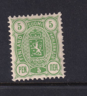 Finland 1889 5p Green Pointed Perf 12.5 MH Sc 39 15838 - Nuevos