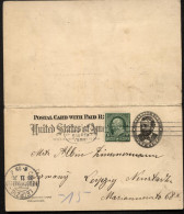 UY3 Sep.1 Postal Card With Reply Detroit MI To GERMANY 1899 - ...-1900