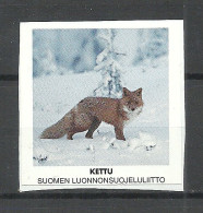 FINLAND FINNLAND Fox Der Fuchs Poster Stamp Vignette (sticker/Aufkleber), Used, On Piece Nature Preservation Union - Animalez De Caza