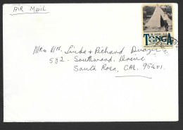 Tonga 1982 Correct Rate Commercial Airmail Cover To California USA , 29 Seniti Boy Scout Self Adhesive Franking - Tonga (1970-...)