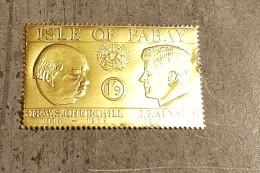 ISLE OF PABAY SIR WINSTON CHURCHILL & J.F.KENNEDY FOIL GOLD - Sir Winston Churchill