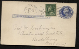 UY5m Message Card Philadelphia PA To GERMANY 1912 - 1901-20