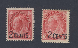 2x Canada Victoria Stamps #87/2c/3c ML & #88-2c/3c Numeral, MH GV = $50.00 - Ongebruikt